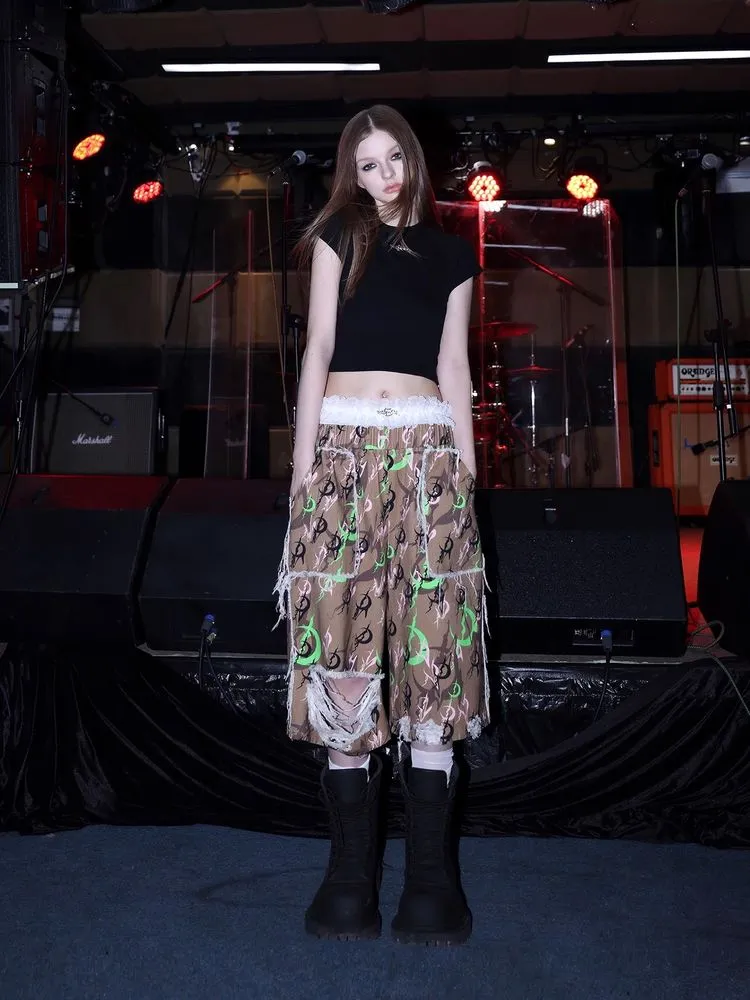 Moon camouflage cropped pants【s0000008702】