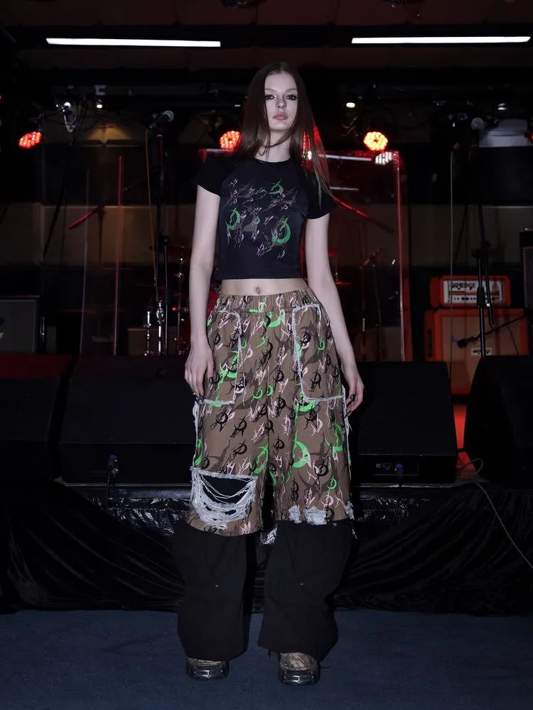 Moon camouflage cropped pants【s0000008702】