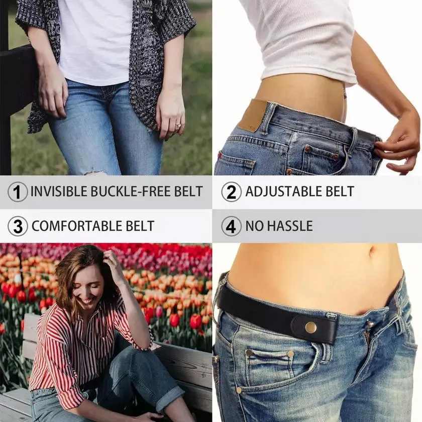 No Buckle Elastic Stretch Belts for Men and Women Comfortable Invisible Belts