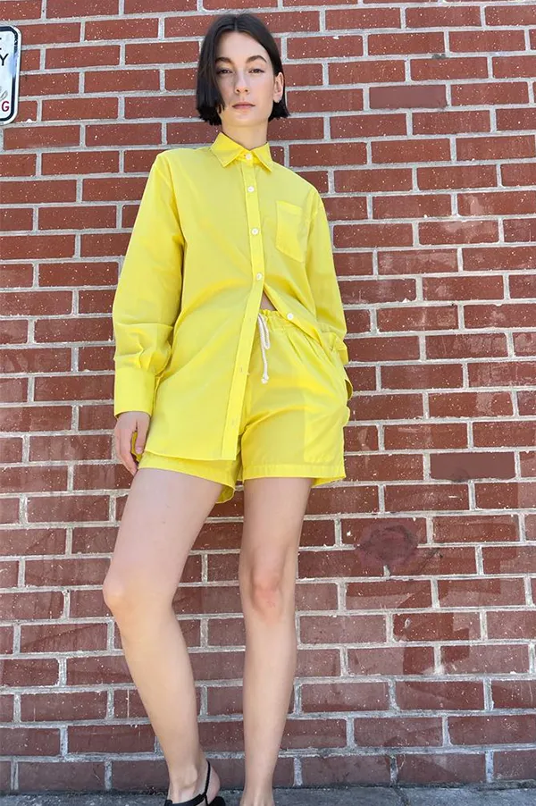 Oversized Tunic Shirt in Acid Yellow