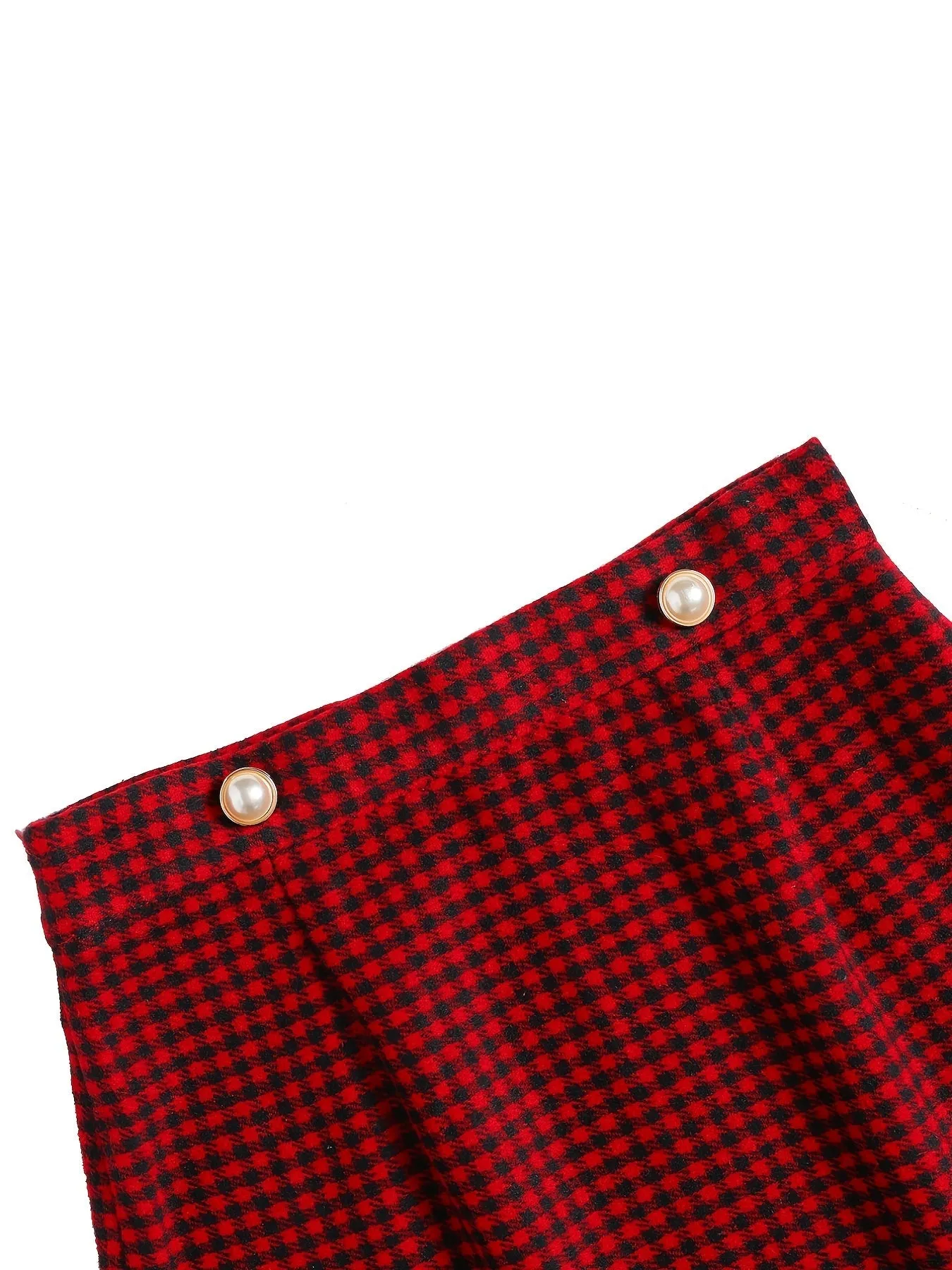 Plaid Red Gingham Mini Skirt, Elegant Stylish Skirt For Office  Work