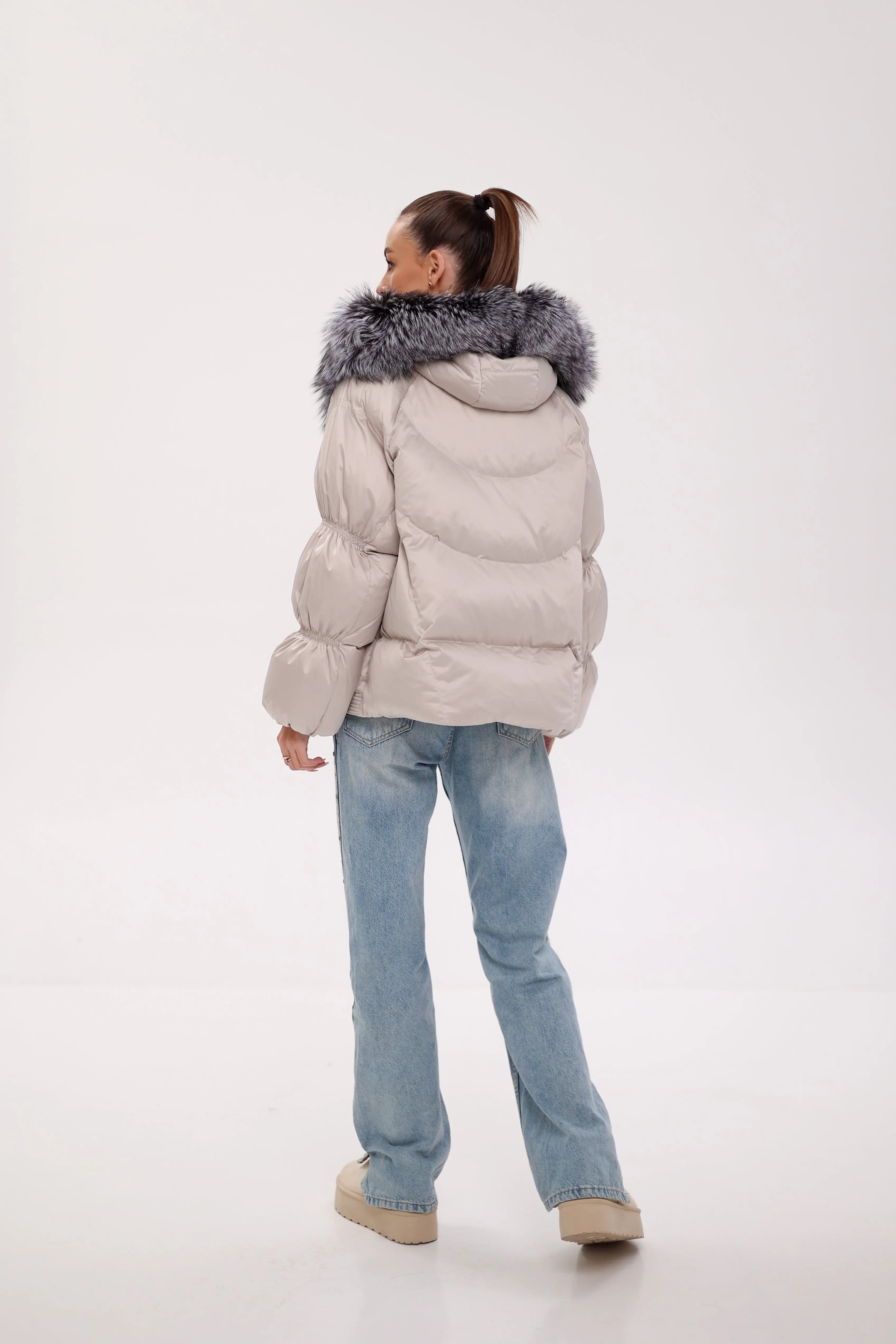 Pre-Order. Ships November 20. Genuine Fox Fur Cropped Down Fill Parka