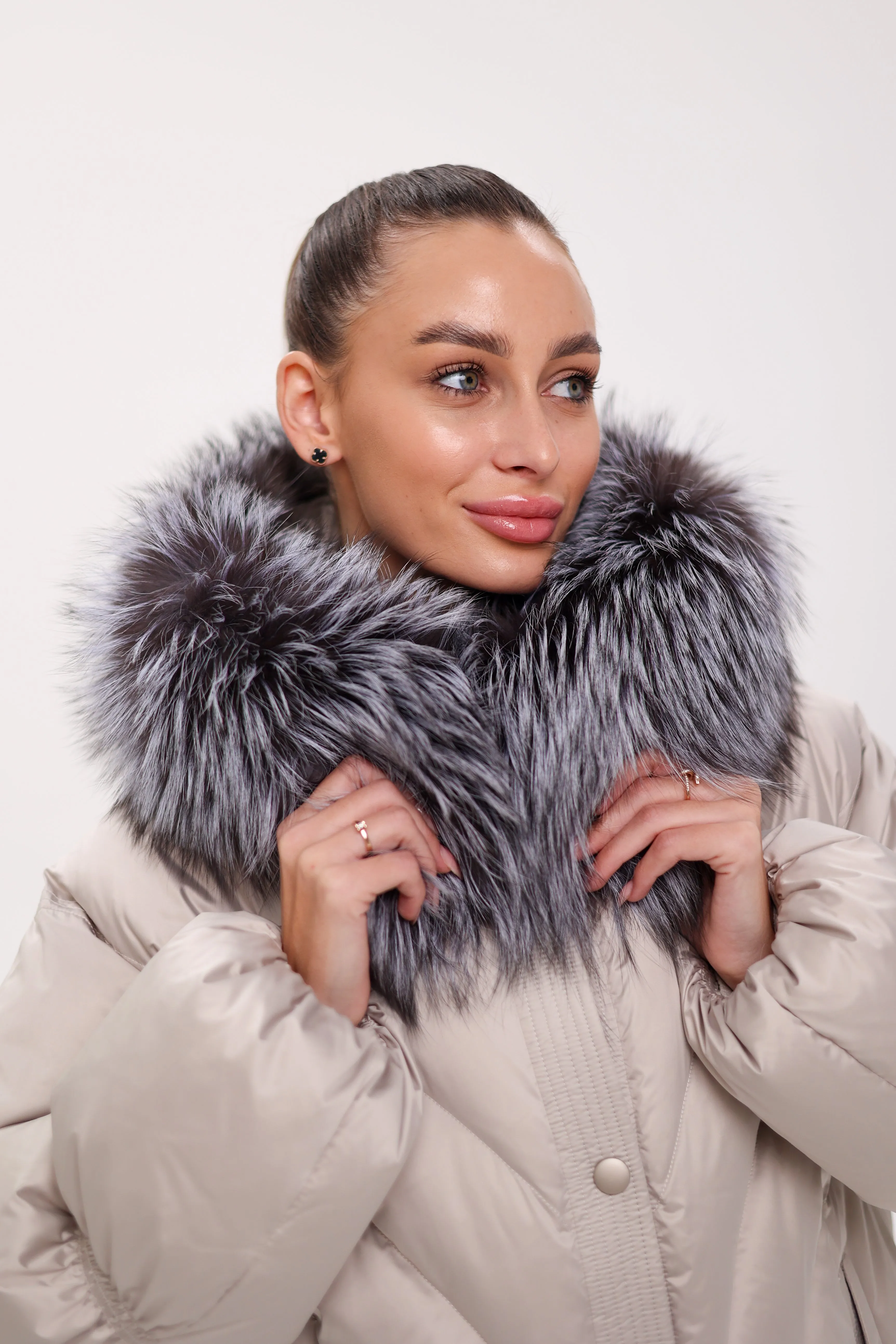 Pre-Order. Ships November 20. Genuine Fox Fur Cropped Down Fill Parka