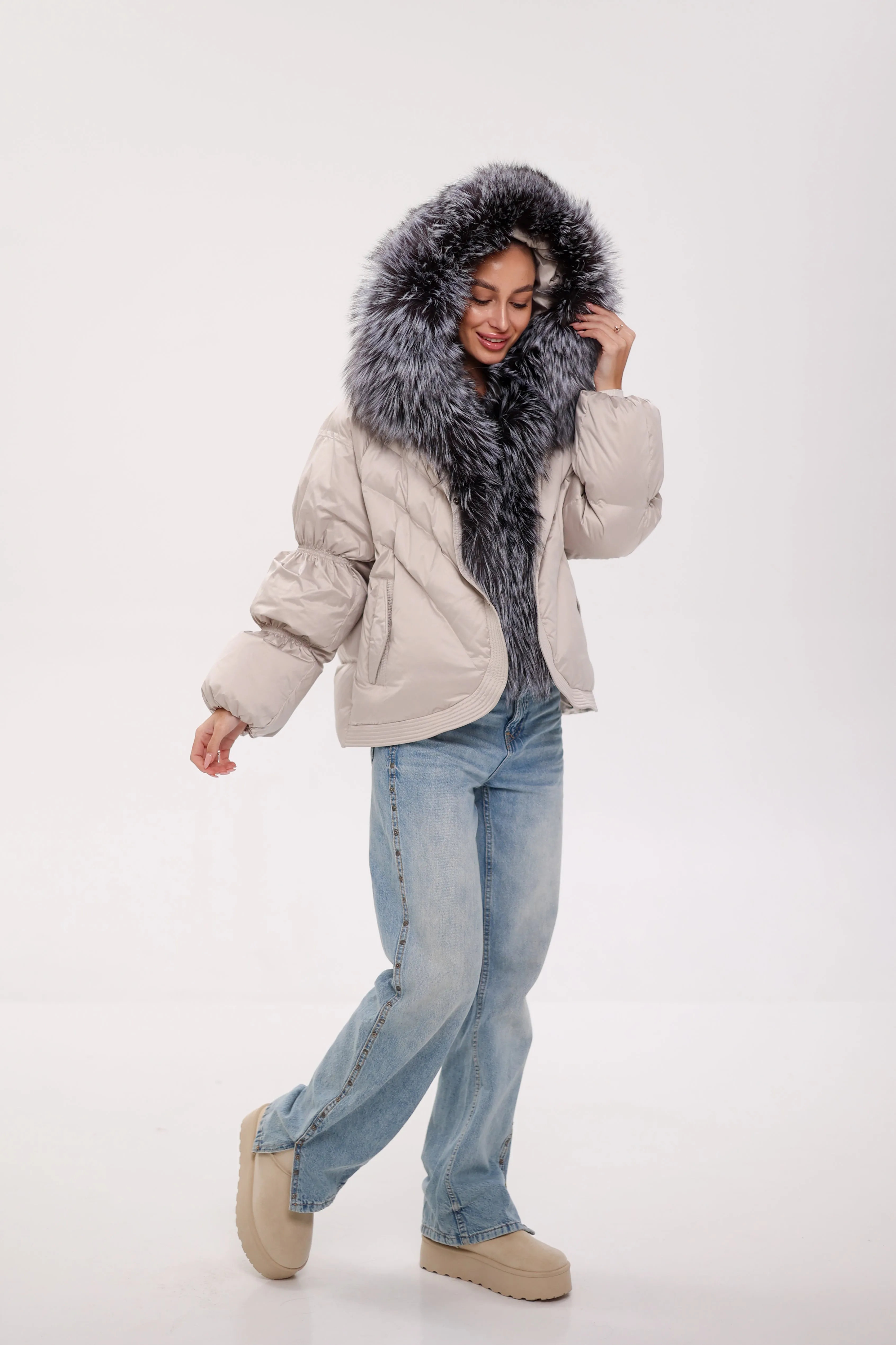 Pre-Order. Ships November 20. Genuine Fox Fur Cropped Down Fill Parka