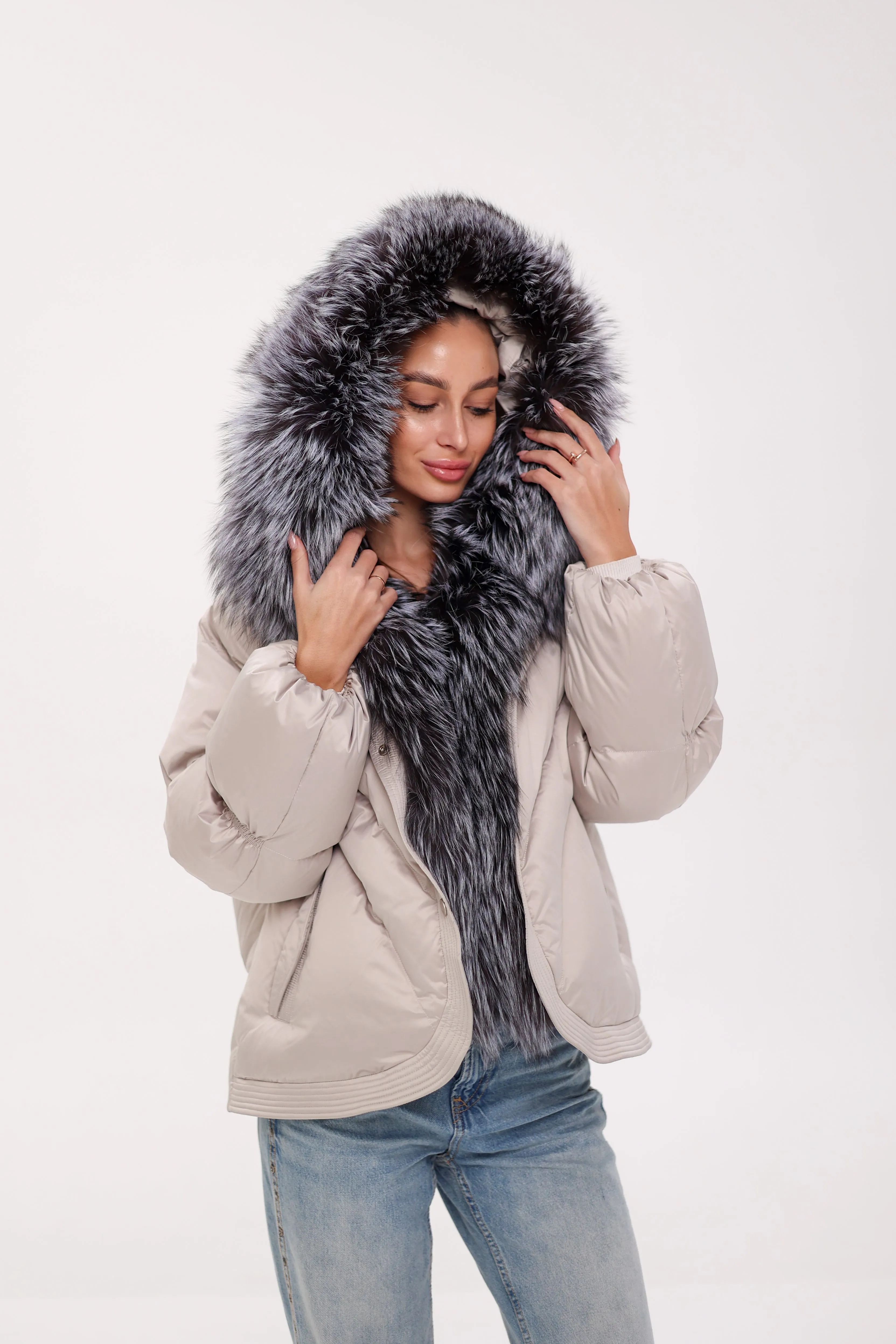 Pre-Order. Ships November 20. Genuine Fox Fur Cropped Down Fill Parka