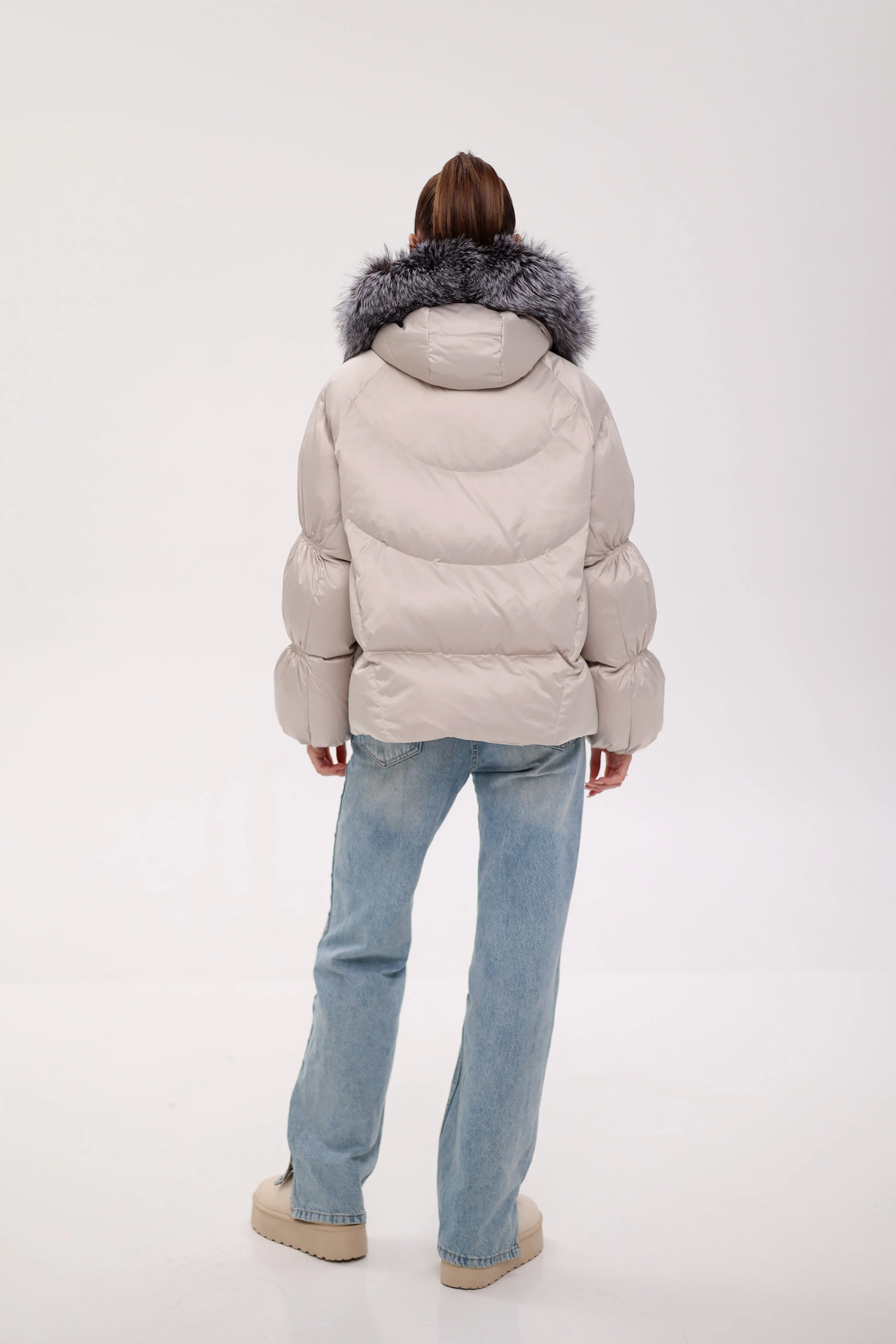 Pre-Order. Ships November 20. Genuine Fox Fur Cropped Down Fill Parka