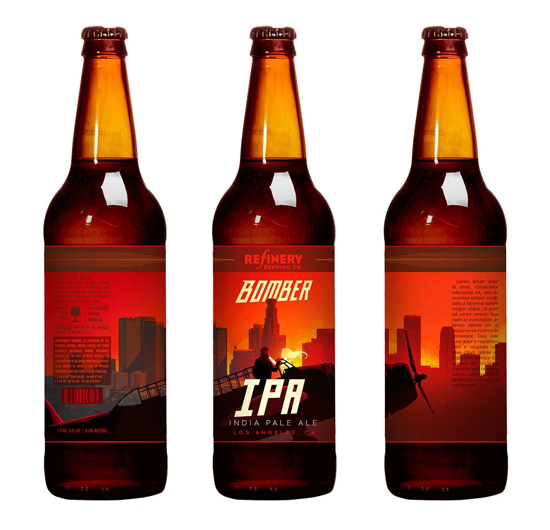 "BOMBER IPA" Beer Label Illustration Refinery Brewing