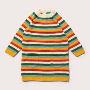 Rainbow Knitted Tunic Jumper Dress