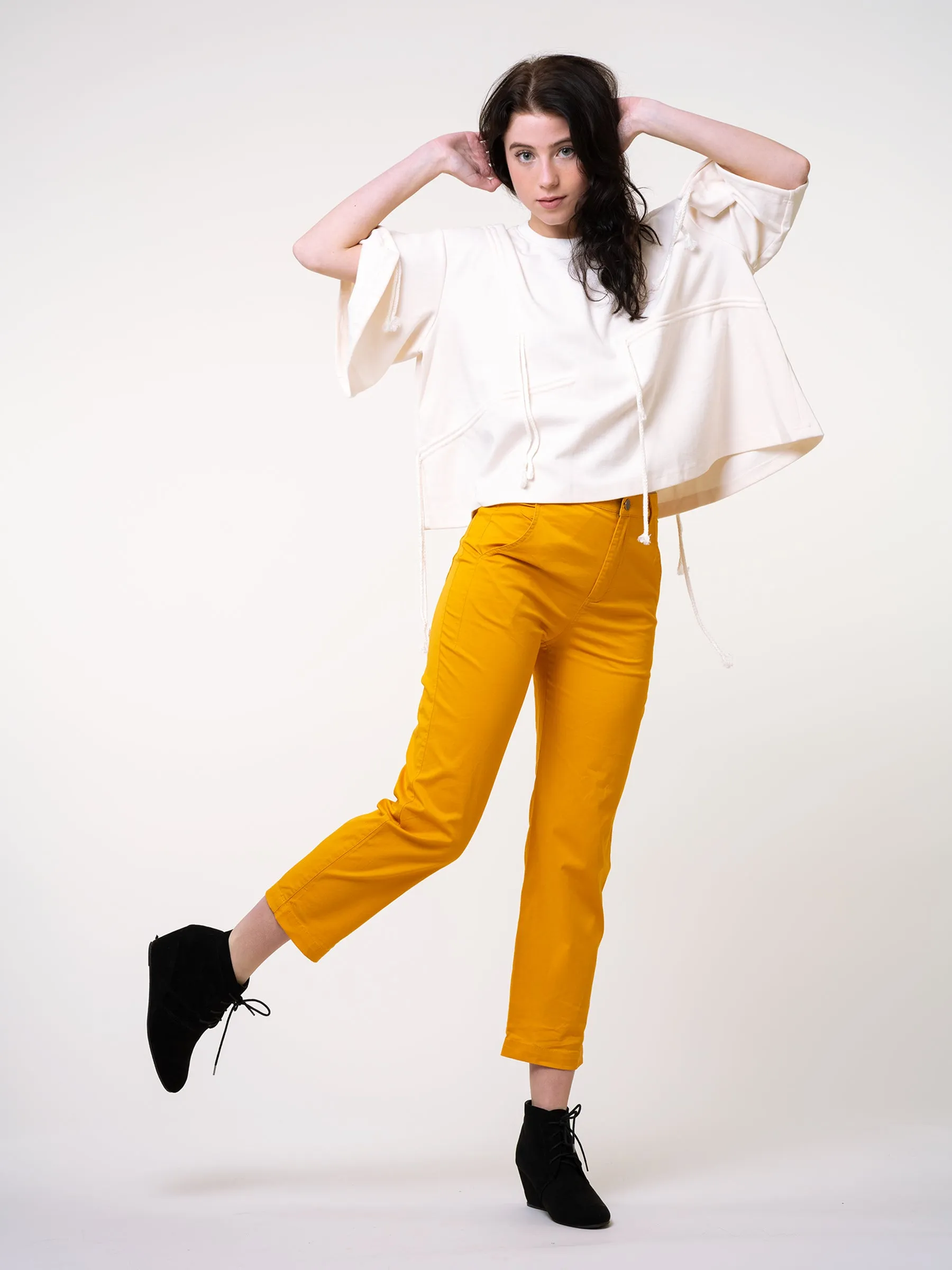 Rimless | Orange-yellow Straight Cropped Pants