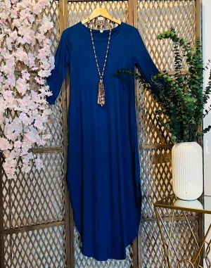 Royal 3/4 Sleeve Maxi Dress