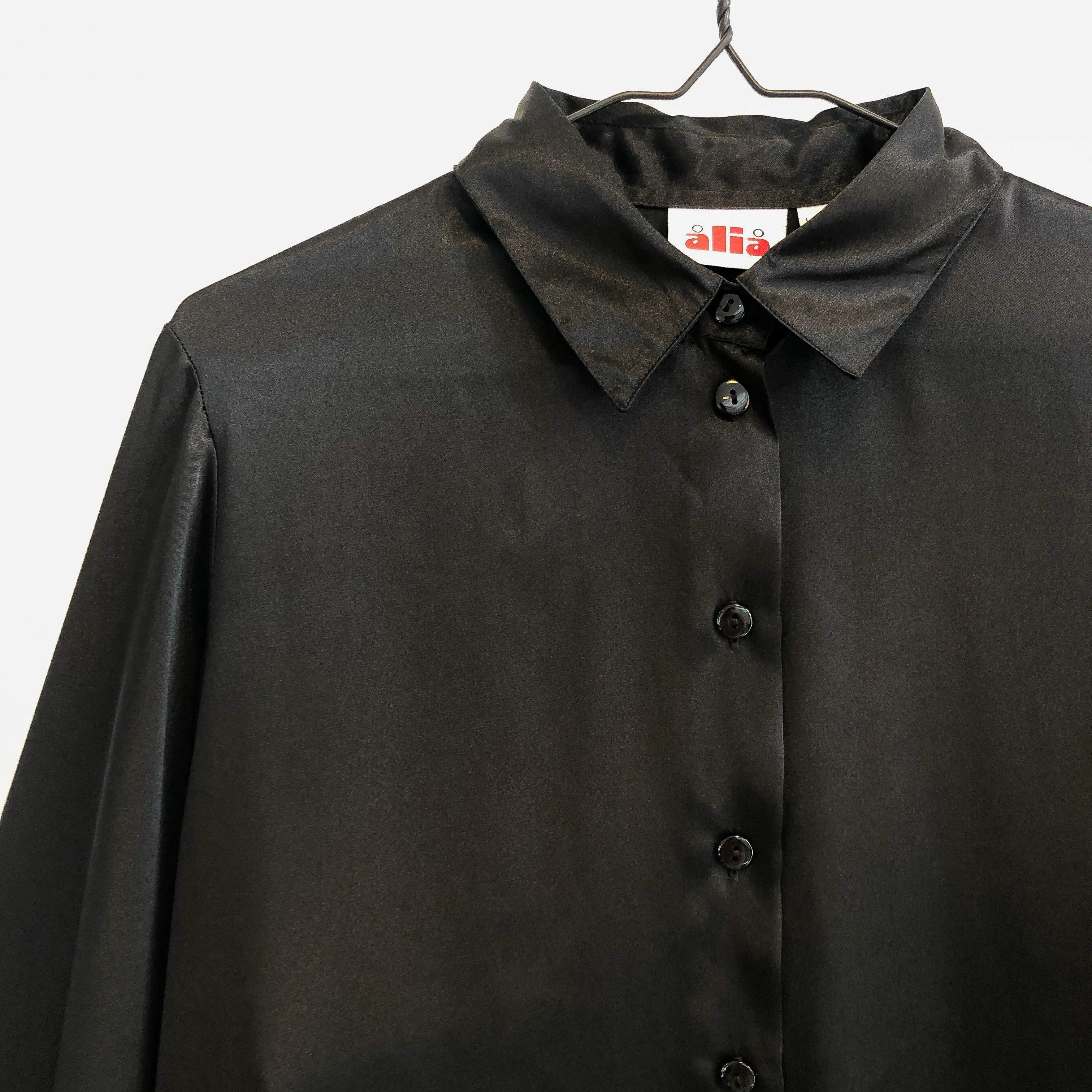 Satin Sheen Black Blouse