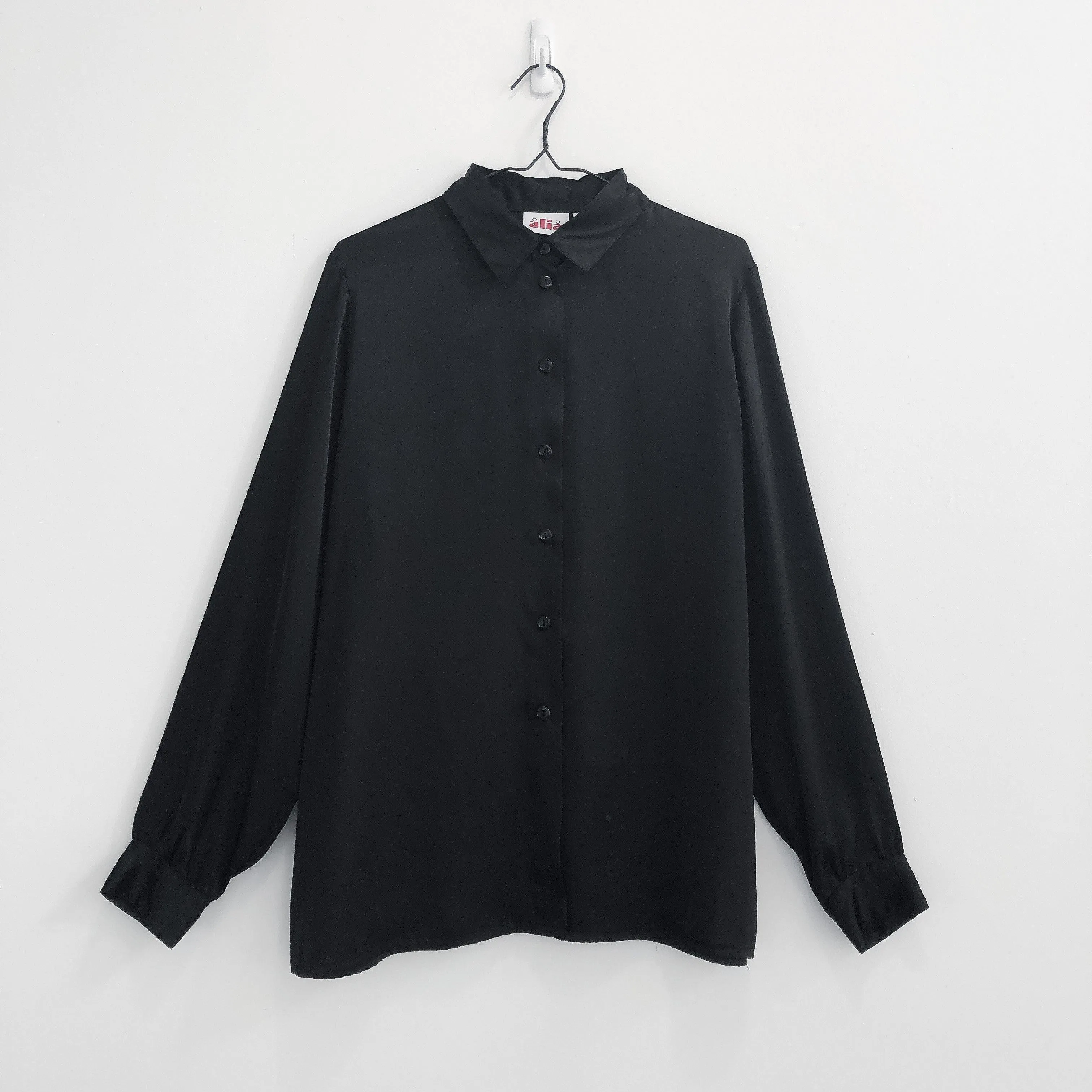 Satin Sheen Black Blouse