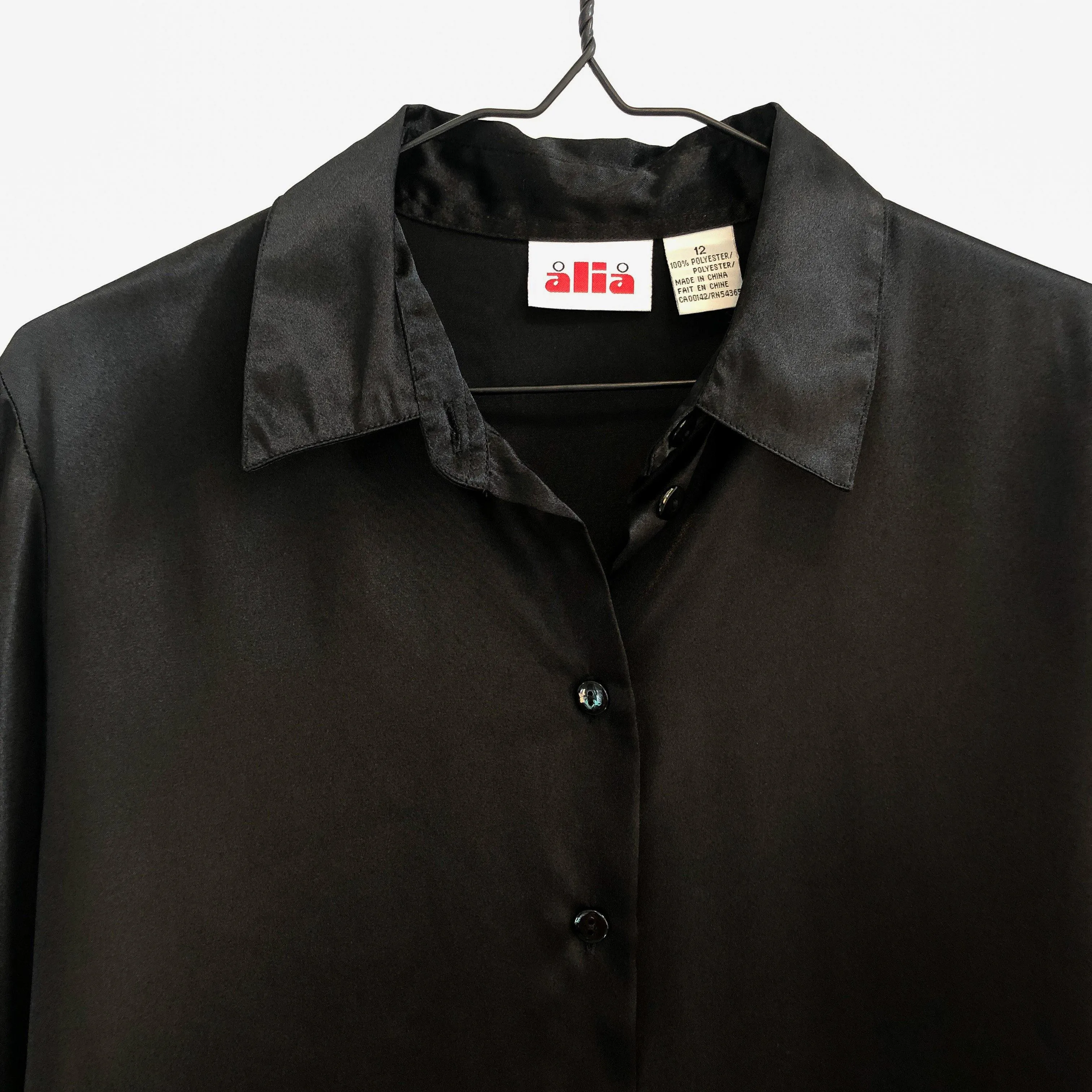 Satin Sheen Black Blouse