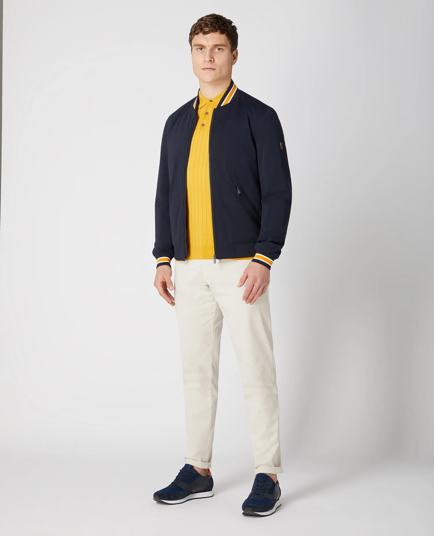 Slim Fit Cotton-Mix Stretch Bomber Jacket