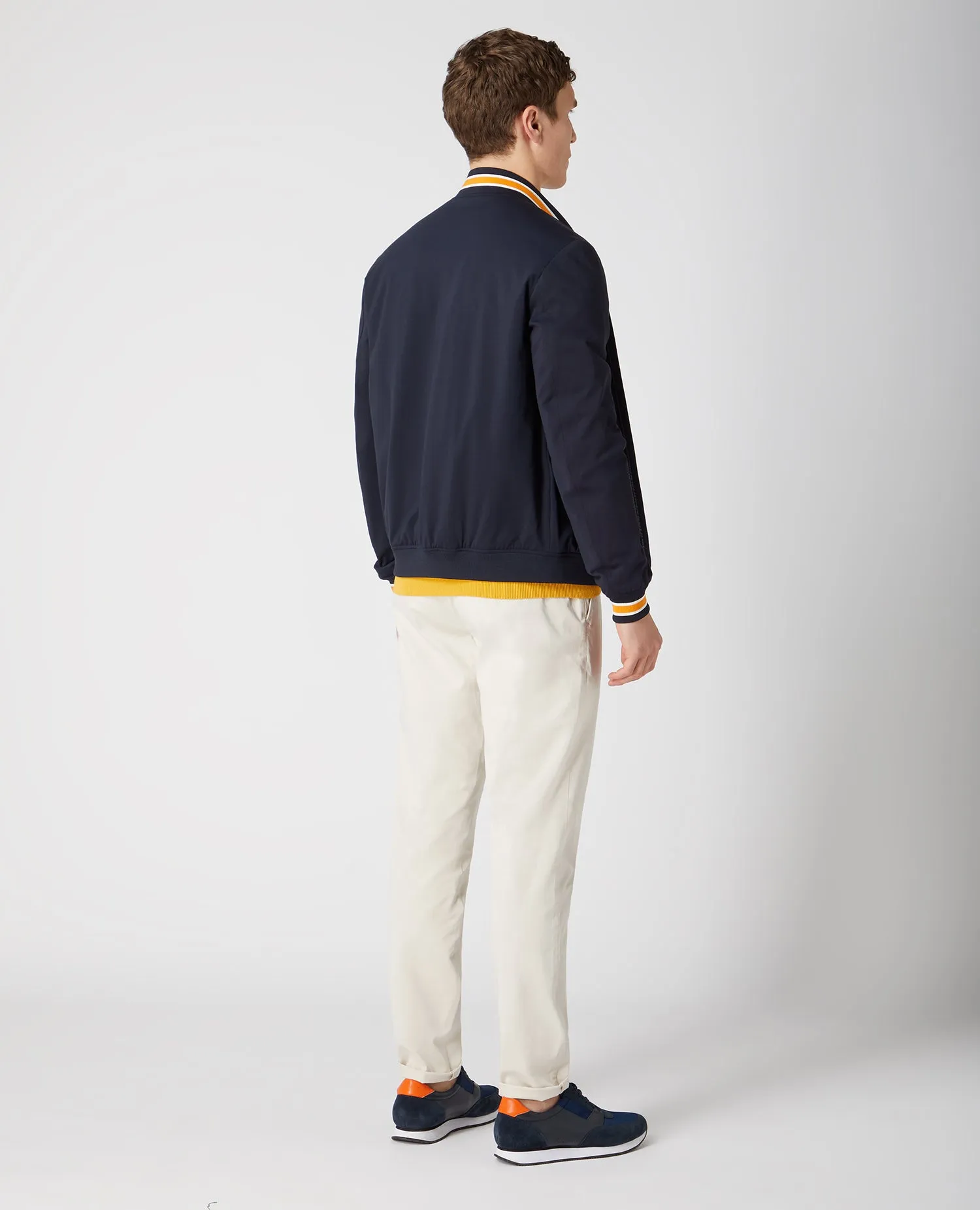 Slim Fit Cotton-Mix Stretch Bomber Jacket