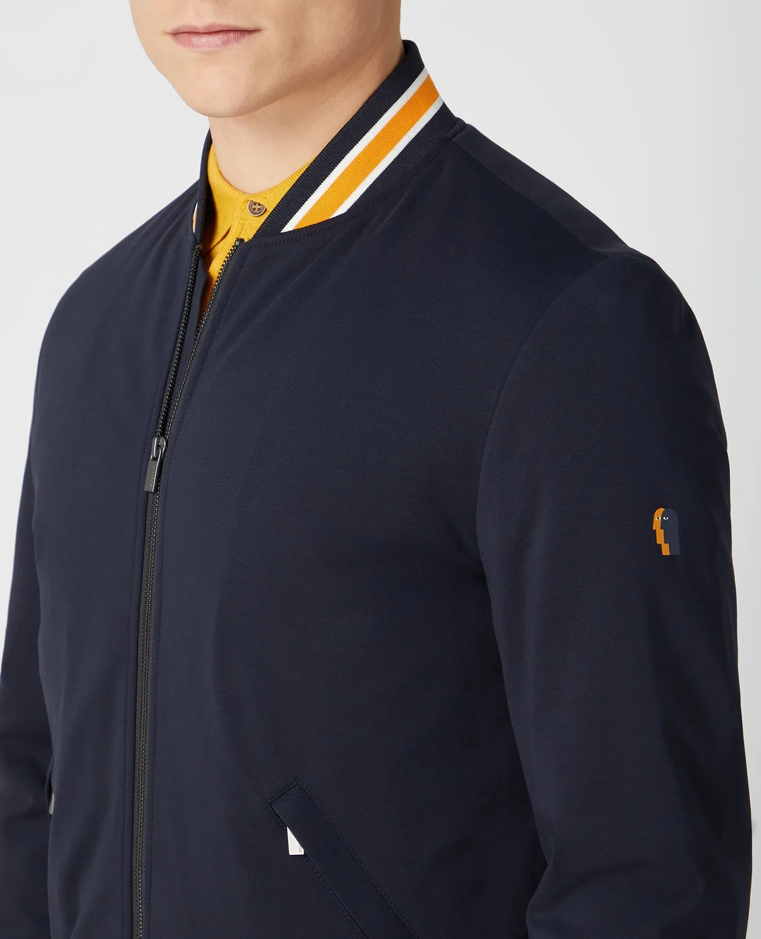 Slim Fit Cotton-Mix Stretch Bomber Jacket