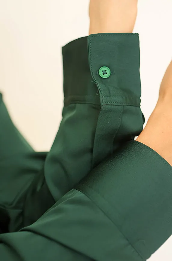 Stanbury Hunter Green Satin Blouse - FINAL SALE - FINAL FEW