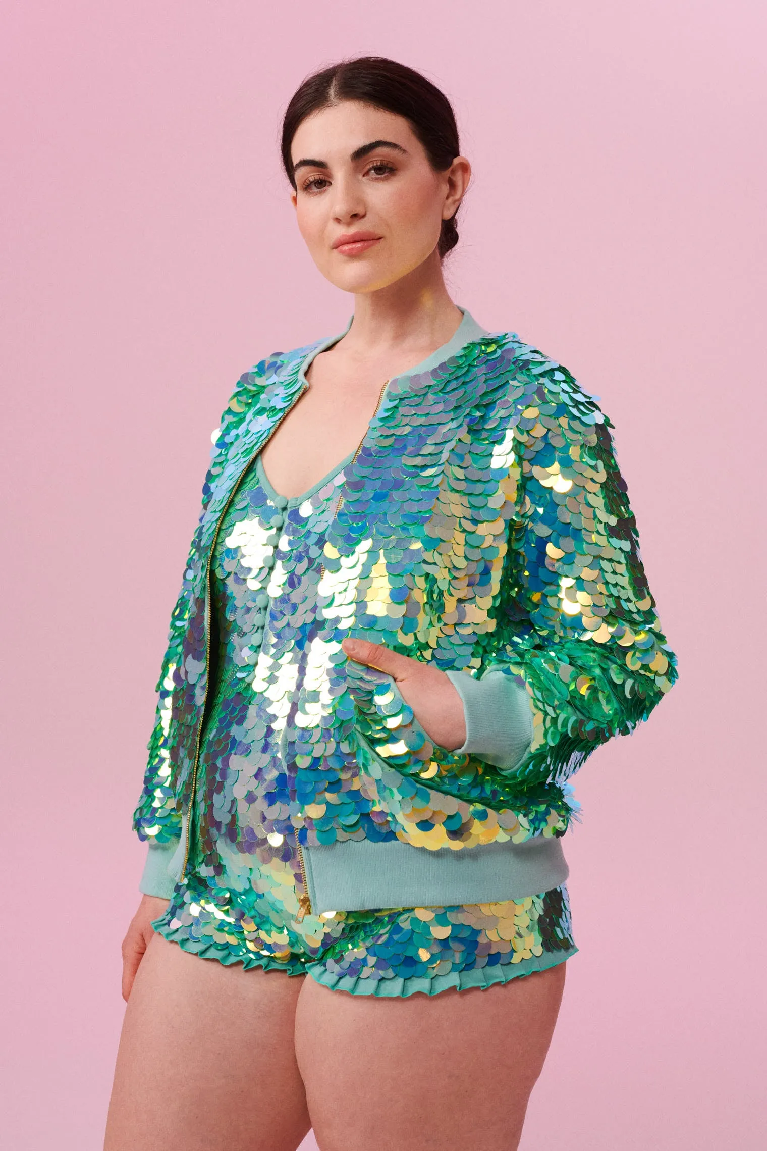 SUPERNOVA SEQUIN BOMBER JACKET - CHAMELEON