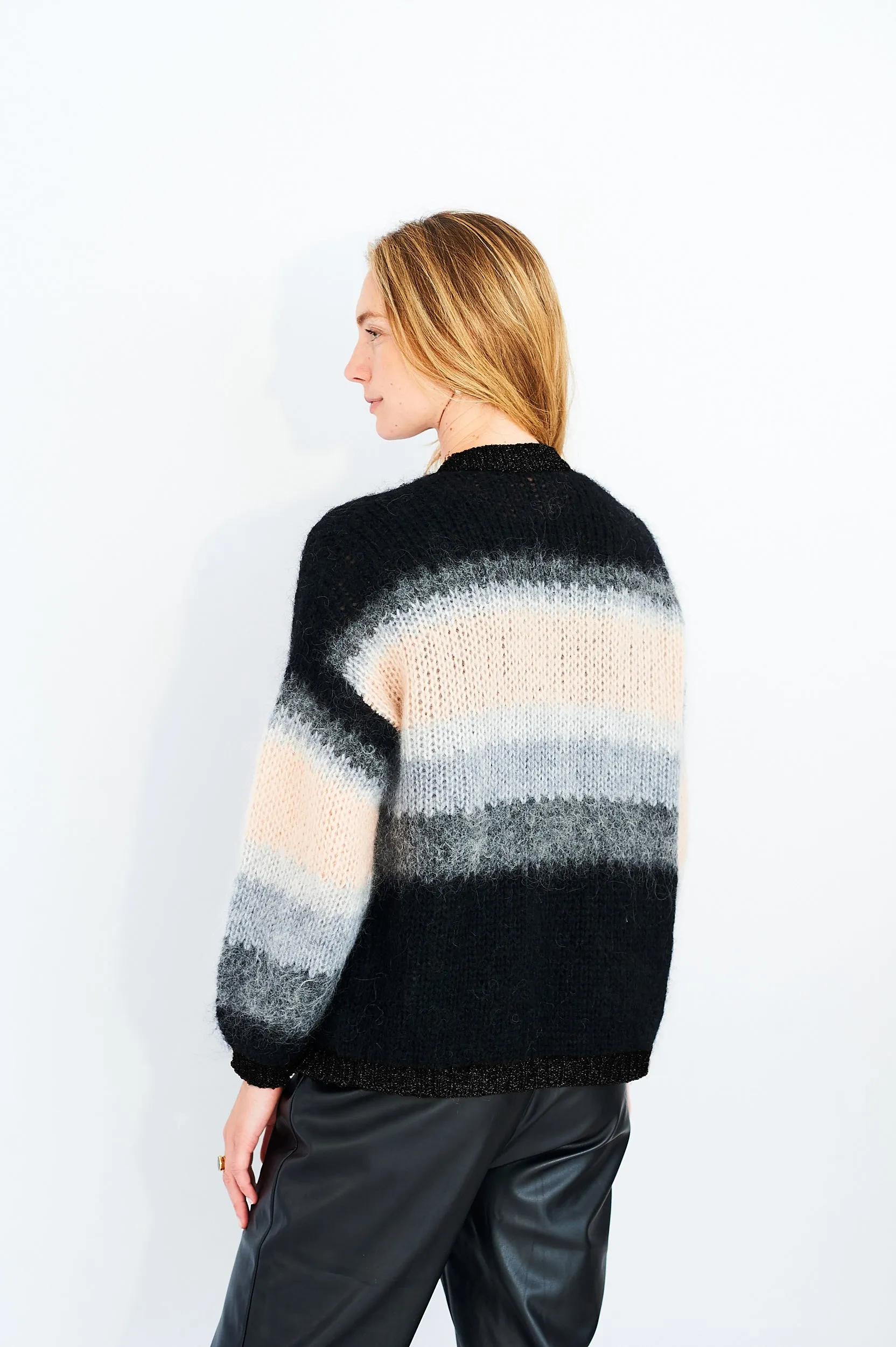 Tess mohair-blend cardigan in black