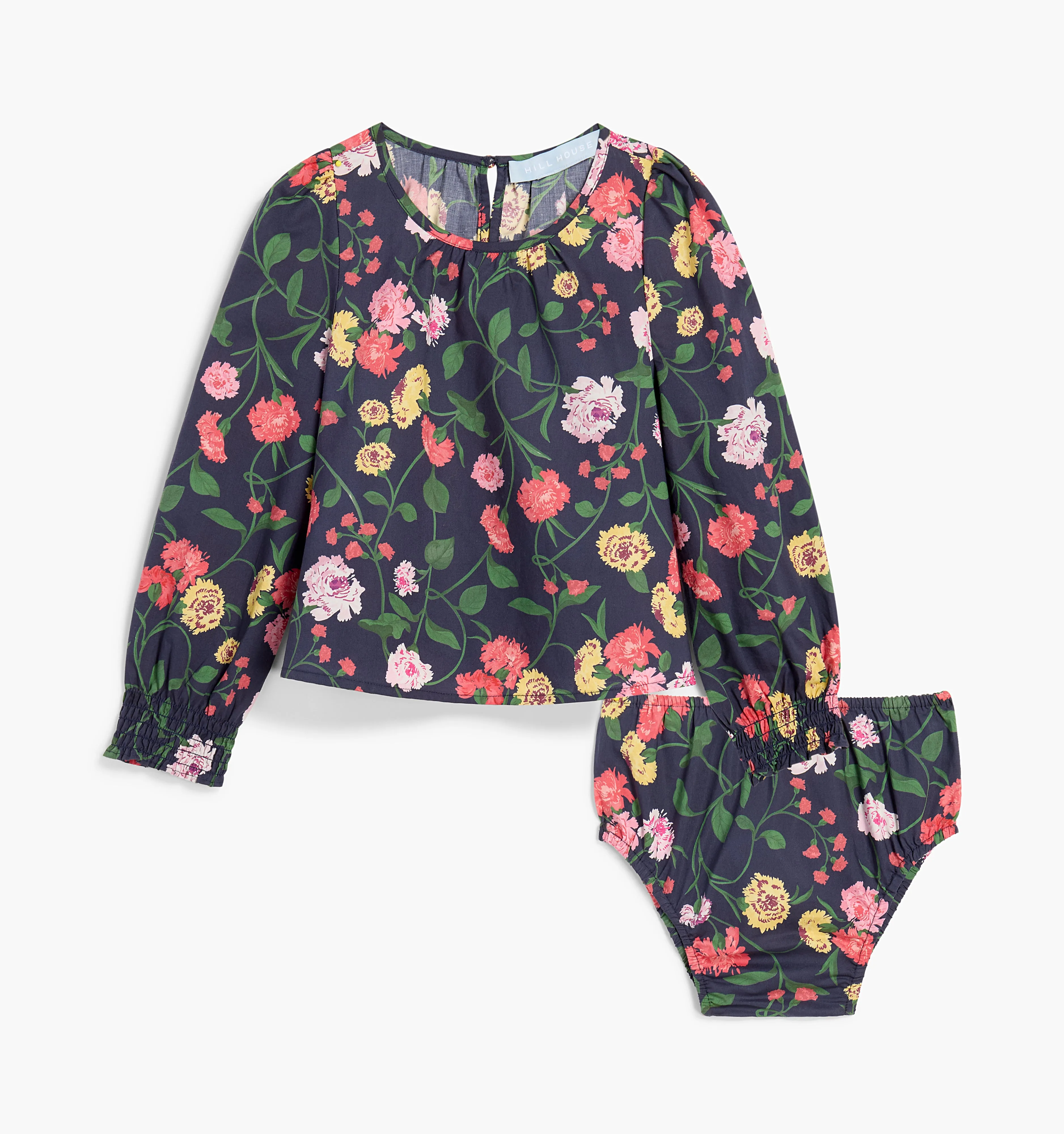 The Baby Eloise Tunic - Navy Peony Bouquet Cotton