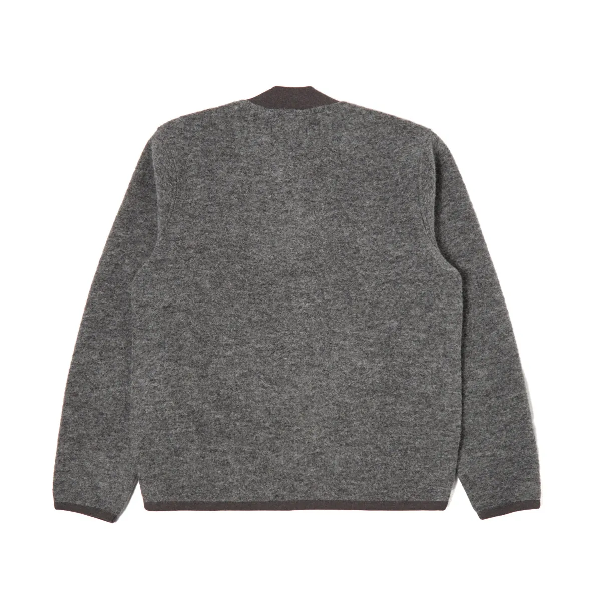 ZIP BOMBER WOOL FLEECE - GREY MARL