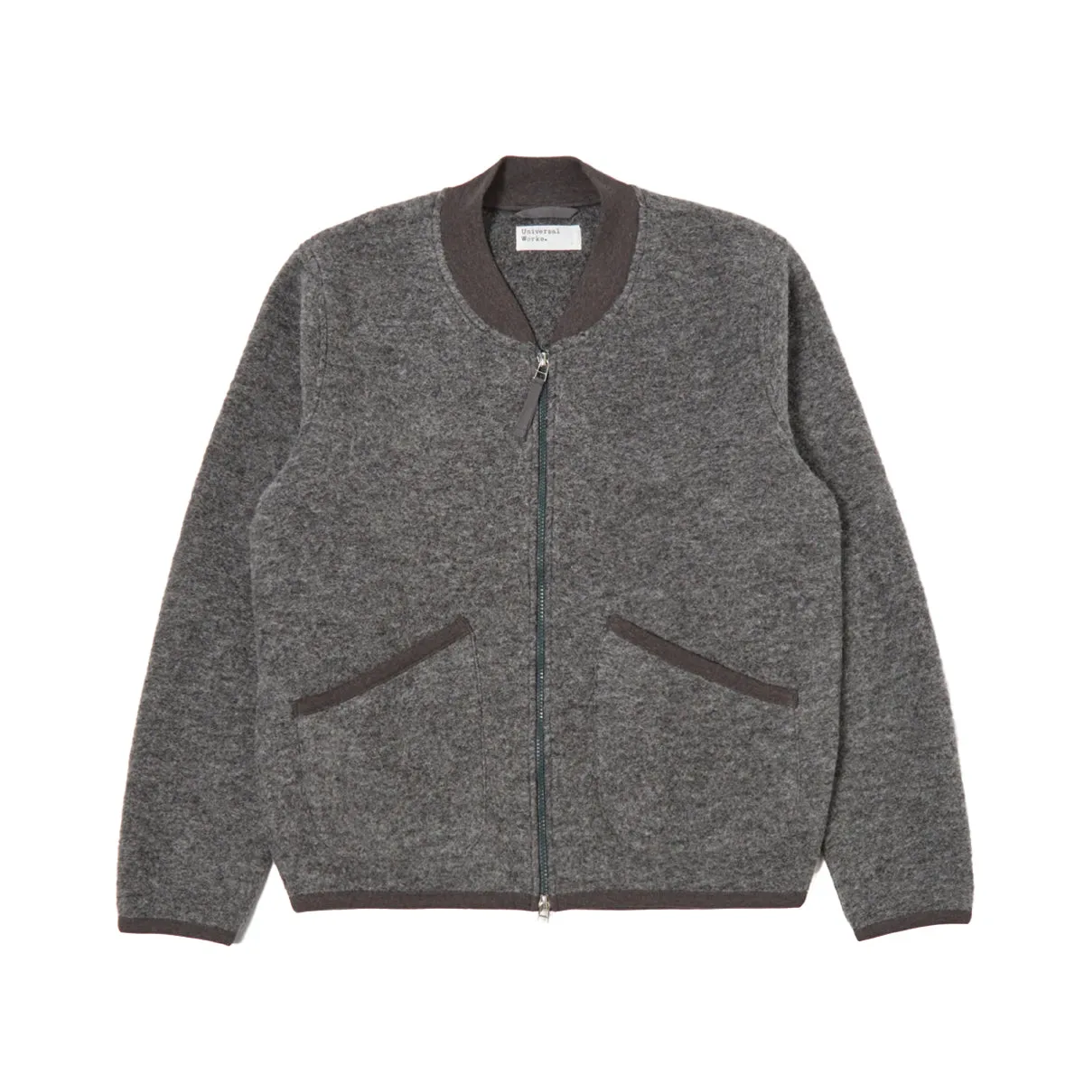 ZIP BOMBER WOOL FLEECE - GREY MARL